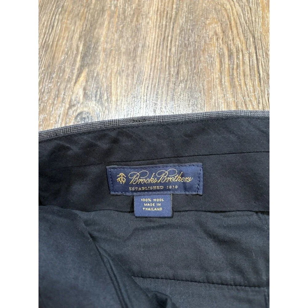 Brooks Brothers Classic Dress Pants Mens 38x33 Glen Plaid 100% Wool Flat Front
